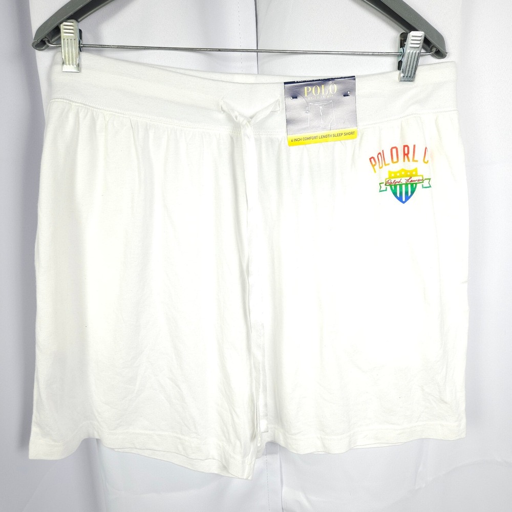 NWT Polo Ralph Lauren Men's White Sleep Shorts XL Stretch Waist